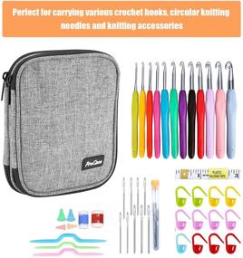 img 1 attached to 🧶 ProCase Crochet Hook Case - Travel Organizer Bag for Crochet Hooks, Circular Needles & Accessories (Grey, Up to 6.5 Inches)