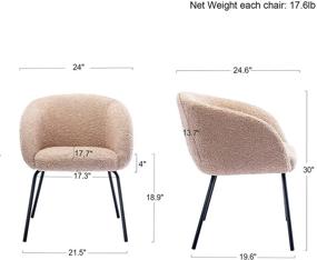 img 2 attached to 🪑 Стул для туалетного столика ONEVOG Sherpa - современное кресло-акцент, удобное мягкое кресло для обеда, макияжа, гостиной, спальни, чтения - розовое с черными металлическими ножками