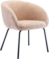 🪑 onevog sherpa vanity chair - modern accent chair, comfy upholstered armchair for dining, makeup, living room, bedroom, reading - pink with black metal legs logo