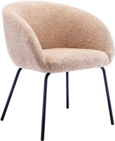 img 4 attached to 🪑 ONEVOG Sherpa Vanity Chair - Modern Accent Chair, Comfy Upholstered Armchair for Dining, Makeup, Living Room, Bedroom, Reading - Pink with Black Metal Legs