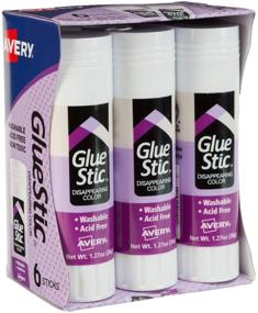 img 4 attached to Клей-карандаш Avery Glue Stick Disappearing Purple - Стирается, моется, безопасен для здоровья, 1.27 унции - 6 штук (98071)