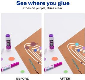 img 3 attached to Клей-карандаш Avery Glue Stick Disappearing Purple - Стирается, моется, безопасен для здоровья, 1.27 унции - 6 штук (98071)