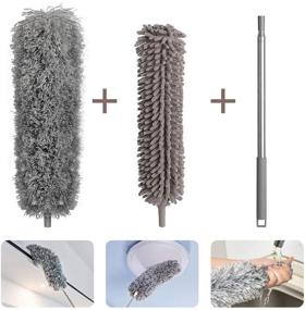 img 3 attached to 🧹 KissDate Microfiber Duster: Telescopic, Flexible Head Extension Pole for Easy Cleaning of Ceiling Fan, Cobweb, Keyboard, Furniture - Washable & Detachable Chenille Brush - 100 Inches