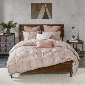 img 3 attached to 🛏️ Ink+Ivy Masie Cotton Comforter Set - Modern Casual Elastic Embroidery Design All-Season Down Alternative Cozy Bedding with Matching Shams - Full/Queen Size - Blush 3-Piece