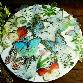 img 3 attached to 📚 Large Size Vintage Retro Journal Embellishments Kit - CATaireen Butterfly Tropical Plant Washi Sticker, TN Illustration Book, 50 pcs