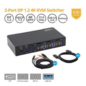 img 3 attached to 🔁 gofanco Prophecy 2-Port DisplayPort 1.2 USB KVM Switch – 4K @60Hz 4:4:4, 21.6Gbps, HDCP 1.3, USB Keyboard/Mouse, USB 3.0 Hub, MIC in, Stereo Out, Hotkeys, Firmware Upgradable (PRO-KVMDP-2Pv2)" - optimized version: "gofanco Prophecy 2-Port DisplayPort 1.2 USB KVM Switch - 4K @60Hz 4:4:4, 21.6Gbps, HDCP 1.3, USB Keyboard/Mouse, USB 3.0 Hub, MIC in, Stereo Out, Hotkeys, Firmware Upgradeable (PRO-KVMDP-2Pv2)