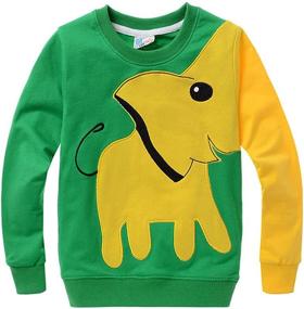 img 4 attached to 🐘 Cute Elephant Pullover Boys Sweatshirts: Comfy Cotton Long Sleeve Tee for Toddlers - Perfect Outdoor Outfit