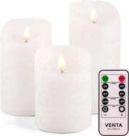 set of 3 realistic flameless white led candles with remote control - 4&#39 logo