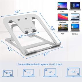 img 3 attached to Регулируемая алюминиевая подставка для ноутбука FURNINXS: эргономичная складная платформа для ноутбуков и Macbook размером от 11 до 15,6 дюйма.