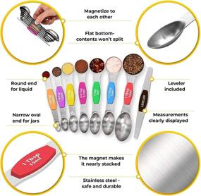 img 1 attached to 🥄 Premium 12-Piece Stainless Steel Measuring Spoons Set: 7 Magnetic Double-Sided Spoons, 1 Leveler, 4 Mini Spoons - Ideal for Dry and Liquid Ingredients, Perfectly Fits Spice Jars