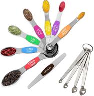 🥄 premium 12-piece stainless steel measuring spoons set: 7 magnetic double-sided spoons, 1 leveler, 4 mini spoons - ideal for dry and liquid ingredients, perfectly fits spice jars logo