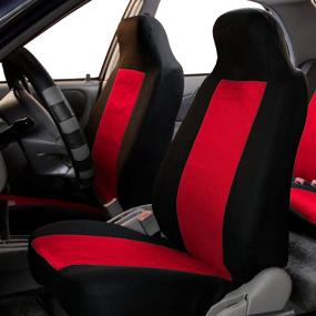 img 3 attached to 🚗 Red/Black FH-FB102114 Classic Cloth Car Seat Covers by FH Group