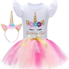 img 4 attached to 🦄 Girls' Unicorn Birthday Dress with Matching Headband - Clothing, Skirts & Skorts