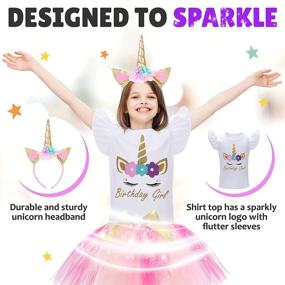 img 2 attached to 🦄 Girls' Unicorn Birthday Dress with Matching Headband - Clothing, Skirts & Skorts