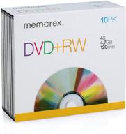 📀 memorex mem05509 4.7gb dvd+rw тонкие диски, 10 штук. логотип