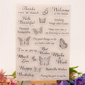 img 1 attached to 🌸 Versatile Words Clear Stamp Silicone Set: Sentiments, Flowers, Butterfly, Greeting Words; Perfect for Holiday Card Making, Decoration, DIY Scrapbooking, and Crafts