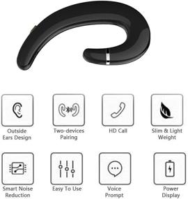 img 1 attached to 🎧 Wireless Bluetooth Ear Hook Headphones with Microphone - Painless Wearing, Handsfree Headset for Business Driving (1 Pair Non-Ear Plug)