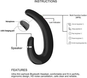 img 3 attached to 🎧 Wireless Bluetooth Ear Hook Headphones with Microphone - Painless Wearing, Handsfree Headset for Business Driving (1 Pair Non-Ear Plug)