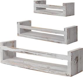 img 4 attached to 🛁 Versatile Rustic Floating Wall Shelves - Set of 3 for Bathroom, Bedroom, Living Room, Kitchen, Office, and More