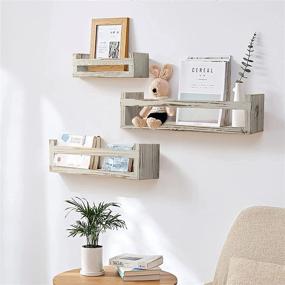 img 2 attached to 🛁 Versatile Rustic Floating Wall Shelves - Set of 3 for Bathroom, Bedroom, Living Room, Kitchen, Office, and More