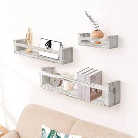 img 1 attached to 🛁 Versatile Rustic Floating Wall Shelves - Set of 3 for Bathroom, Bedroom, Living Room, Kitchen, Office, and More