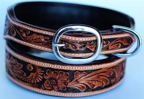 img 2 attached to 🐶 Hand Tooled Cow Leather Amish Made Dog Puppy Collar - PRORIDER XSmall Size (9''- 13'') - USA 6022