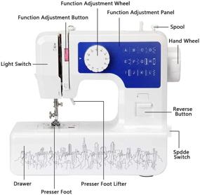 img 3 attached to Переносная миниатюрная электрическая швейная машина: 12 стежков, 2 скорости, педаль и светодиодный свет для шитья - идеально подходит для рукоделия и починок в домашних условиях, отлично подходит для начинающих взрослых - Фиолетовая (Синяя)