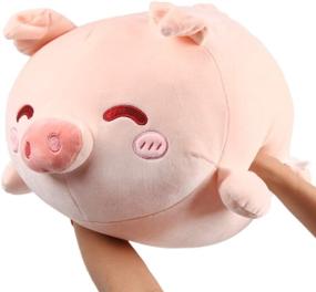 img 1 attached to Pig Stuffed Animal Plush Hugging Pillow: Soft Cute Toy Gift 🐷 for Birthday, Anime Squishy Marshmallow Fluffy Kawaii Plushie for Kids Boys Girls Adults