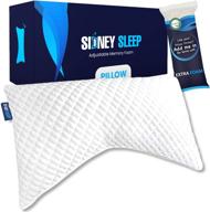 🌙 sidney sleep side sleeper pillow: relieve shoulder pain with adjustable loft - curved memory foam bed pillow with washable cooling bamboo case - includes extra foam fill. perfect for queen size beds (white) logo