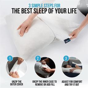 img 3 attached to 🌙 Sidney Sleep Side Sleeper Pillow: Relieve Shoulder Pain with Adjustable Loft - Curved Memory Foam Bed Pillow with Washable Cooling Bamboo Case - Includes Extra Foam Fill. Perfect for Queen Size Beds (White)