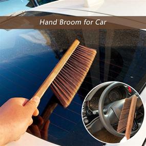 img 2 attached to 🧹 Soft Bristle Hand Broom Cleaning Brushes - Ideal for Car, Bed, Couch, Draft, Garden, Furniture, Clothes - with Wooden Handle