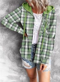 img 3 attached to SHEWIN Flannel Hoodies Lightweight Shacket Women's Clothing for Coats, Jackets & Vests