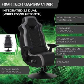 img 2 attached to 🎮 Enhance Gaming Experience with X Rocker RGB Prism Pedestal 2.1 Dual Gaming Chair – LED Lights, 33"x25"x45", Black