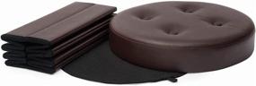 img 1 attached to 🏠 Fresh Home Elements FHE 15" Round Tufted Folding Storage Ottoman - Brown Vegan Faux Leather for Easy Extra Storage, Seating & Foot Rest - Perfect for Family, Guests & Decluttering