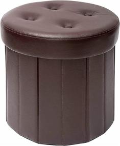 img 4 attached to 🏠 Fresh Home Elements FHE 15" Round Tufted Folding Storage Ottoman - Brown Vegan Faux Leather for Easy Extra Storage, Seating & Foot Rest - Perfect for Family, Guests & Decluttering