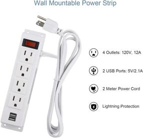 img 2 attached to 💡 Convenient Wall Mount Power Strip with 4 Outlets, 2 USB Ports, and 6FT Power Cord – Ideal for Workbench, Nightstand, Dresser, and Table – White (10FT)