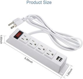 img 3 attached to 💡 Convenient Wall Mount Power Strip with 4 Outlets, 2 USB Ports, and 6FT Power Cord – Ideal for Workbench, Nightstand, Dresser, and Table – White (10FT)