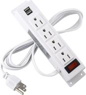 💡 convenient wall mount power strip with 4 outlets, 2 usb ports, and 6ft power cord – ideal for workbench, nightstand, dresser, and table – white (10ft) logo