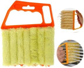 img 4 attached to 7-Finger Dusting Cleaner Tool for Blinds - Hand-held Mini Blind Duster Brush for Window Blinds - Venetian Blind Duster - Microfiber Air Conditioner Cleaner with Orange Handle