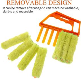 img 2 attached to 7-Finger Dusting Cleaner Tool for Blinds - Hand-held Mini Blind Duster Brush for Window Blinds - Venetian Blind Duster - Microfiber Air Conditioner Cleaner with Orange Handle