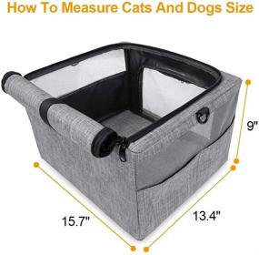 img 3 attached to 🐶 BEELIKE Collapsible Dog Car Booster Seat with Reinforced Metal Frame - Top Cover Dog Travel Carrier for Small Medium Puppy Cat up to 15 lbs - Safer Seatbelt Vehicles Bags