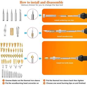 img 2 attached to 🔥 Wood Burning Kit with 112 Pcs - 60W Pyrography Pen Set, Adjustable Temperature Switch (200~450 ℃), Includes Embossing, Carving, Soldering Tips, Stencils, Color Pencils, Carbon, Holder, and Carrying Case