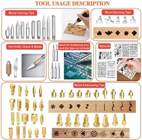 img 1 attached to 🔥 Wood Burning Kit with 112 Pcs - 60W Pyrography Pen Set, Adjustable Temperature Switch (200~450 ℃), Includes Embossing, Carving, Soldering Tips, Stencils, Color Pencils, Carbon, Holder, and Carrying Case