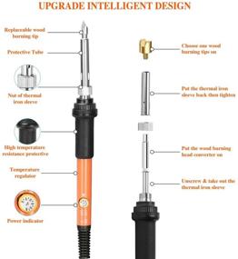 img 3 attached to 🔥 Wood Burning Kit with 112 Pcs - 60W Pyrography Pen Set, Adjustable Temperature Switch (200~450 ℃), Includes Embossing, Carving, Soldering Tips, Stencils, Color Pencils, Carbon, Holder, and Carrying Case