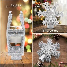 img 3 attached to 🎄 Lighted Christmas Tree Topper with Snowflake Projector, LED Rotating Snowflake, 3D Glitter Silver Snow Tree Topper for Christmas Tree Decor