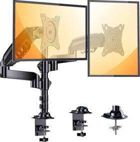 img 4 attached to 🖥️ ErGear Dual Monitor Stand, 17-32 Inch Monitor Desk Mount, Supports Up to 19.84lbs per Arm, Height Adjustable VESA Mount with C Clamp/Grommet, 75/100mm Compatibility