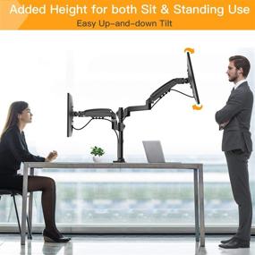 img 2 attached to 🖥️ ErGear Dual Monitor Stand, 17-32 Inch Monitor Desk Mount, Supports Up to 19.84lbs per Arm, Height Adjustable VESA Mount with C Clamp/Grommet, 75/100mm Compatibility