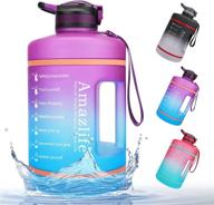 amazlife 1 gallon leakproof water bottle with straw and motivational time marker - 128oz bpa free jug for gym fitness, portable and reusable logo