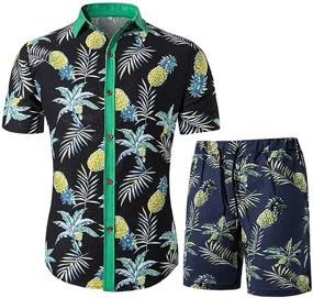 img 4 attached to 🌺 BEBUERRG Sleeve Button Hawaiian Printing Men's Clothing: Style Meets Comfort!