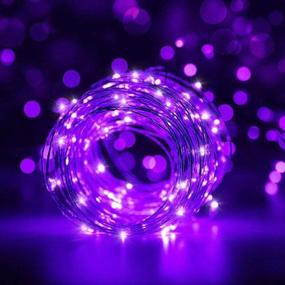 img 3 attached to 🔮 2 Pack 20ft 60 LED Waterproof Purple String Lights - Battery Powered Copper Wire Starry Fairy Lights for Festival Decorations and Crafting